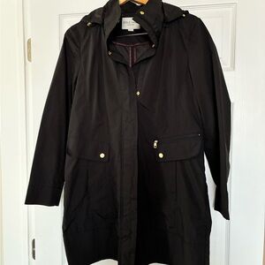 Cole Haan Women's Black Trench Coat with Gold Accents